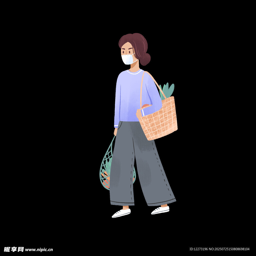 戴口罩购物的女士