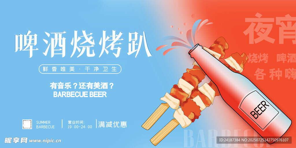 啤酒烧烤趴展板