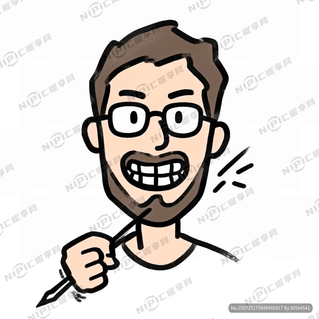 简笔画烧烤师 大牙 戴眼镜