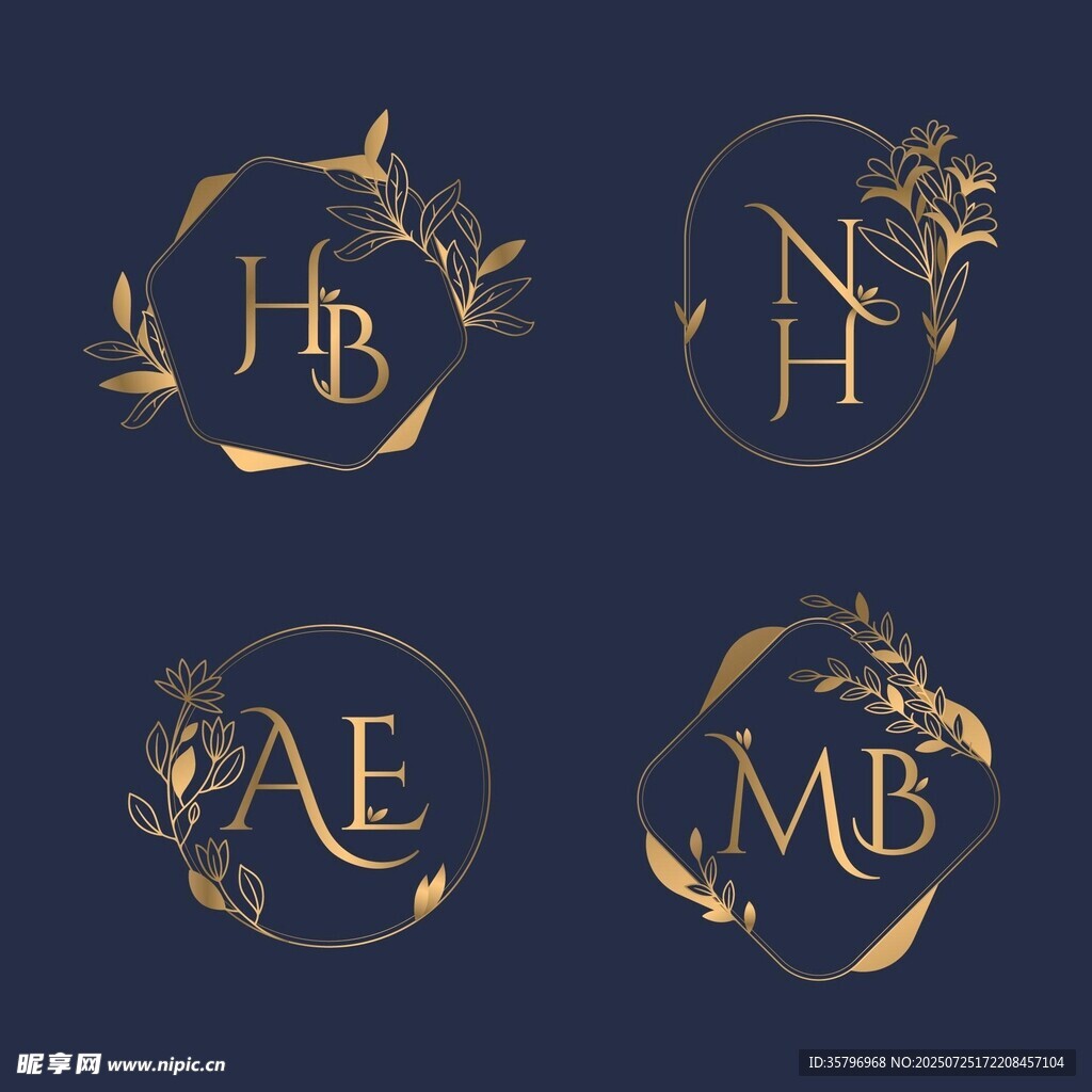 金色字母徽标 