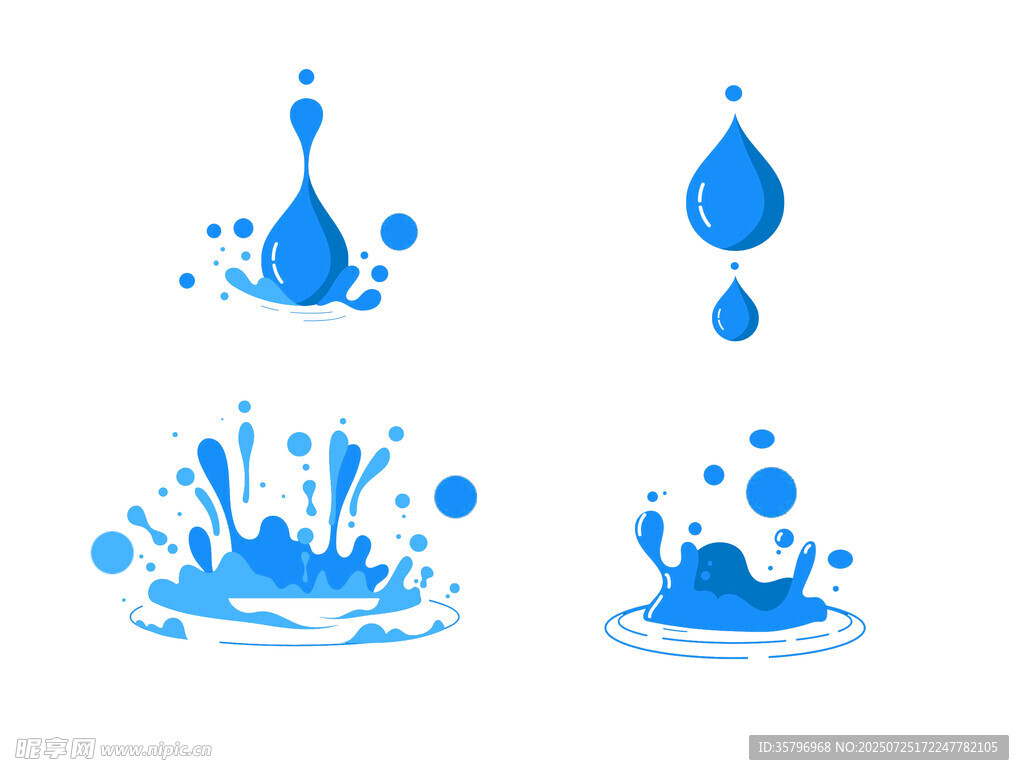蓝色水滴水花