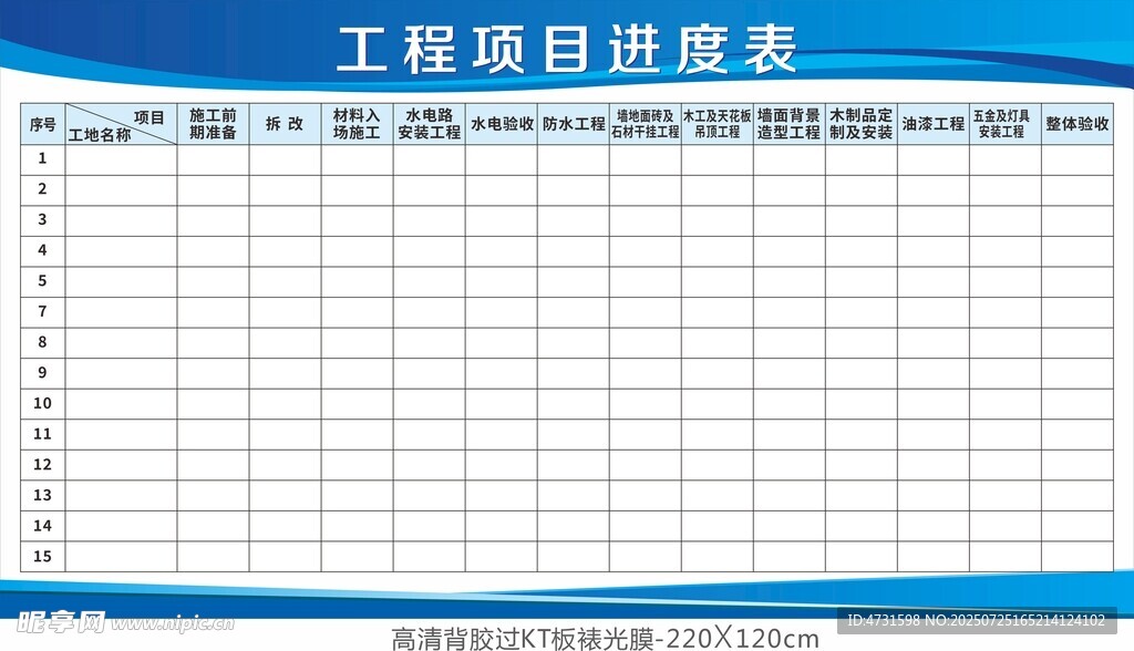 工程项目进度表模板
