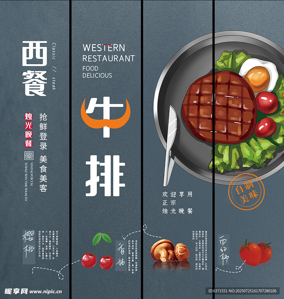 美味西餐牛排挂画