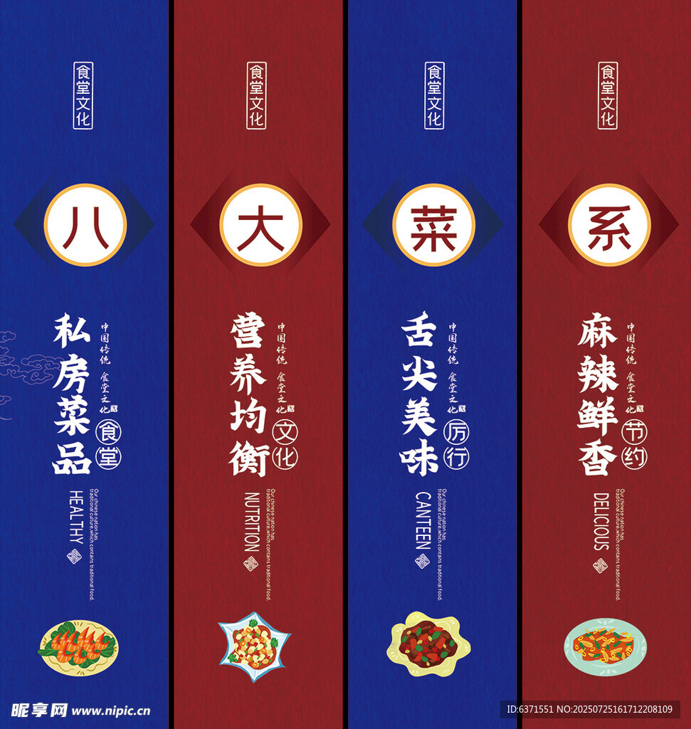 八大菜系美食挂画