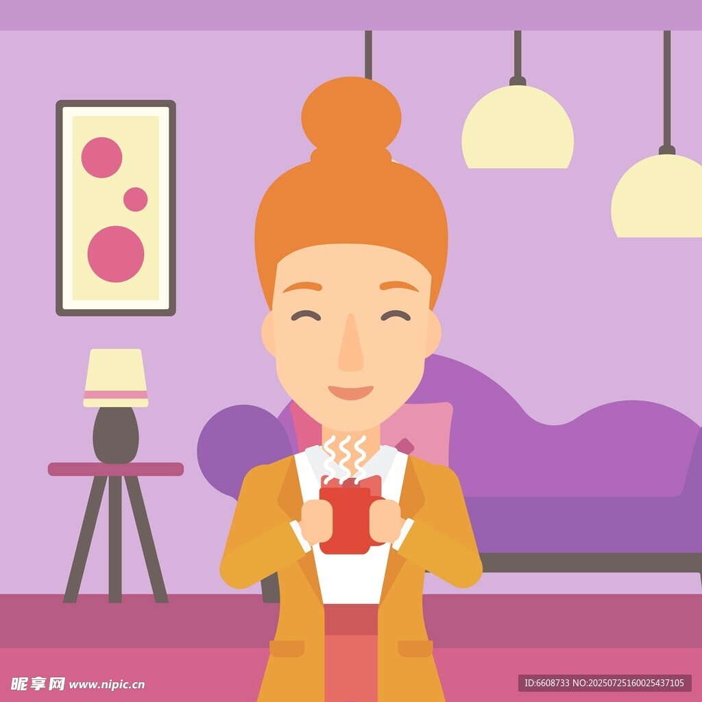 女孩惬意享受手中饮品