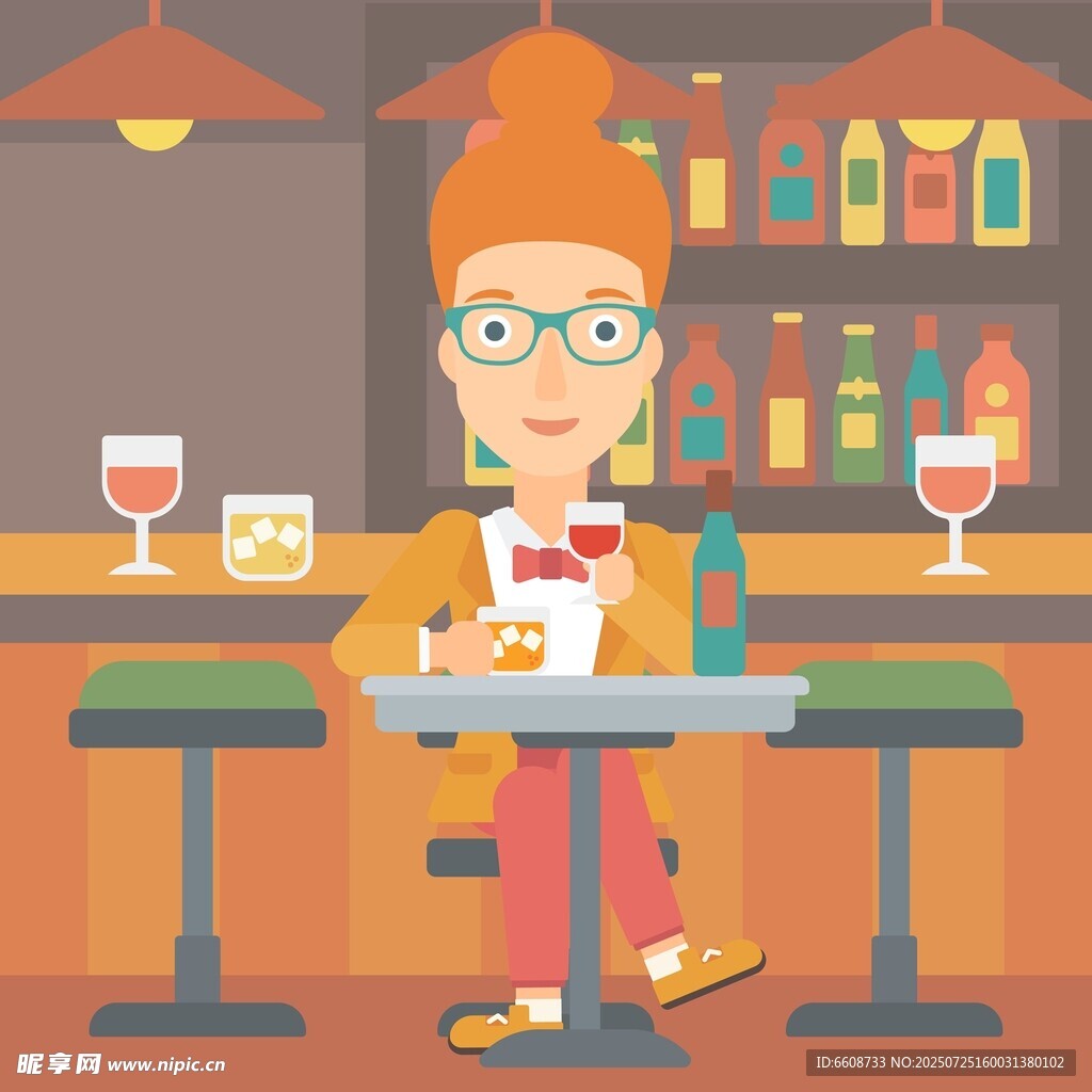 女士在酒吧享受美食美酒