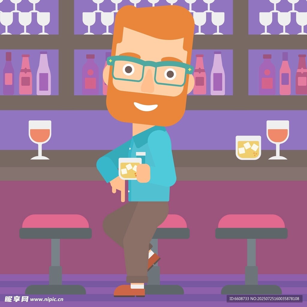 酒吧中惬意饮酒的男子