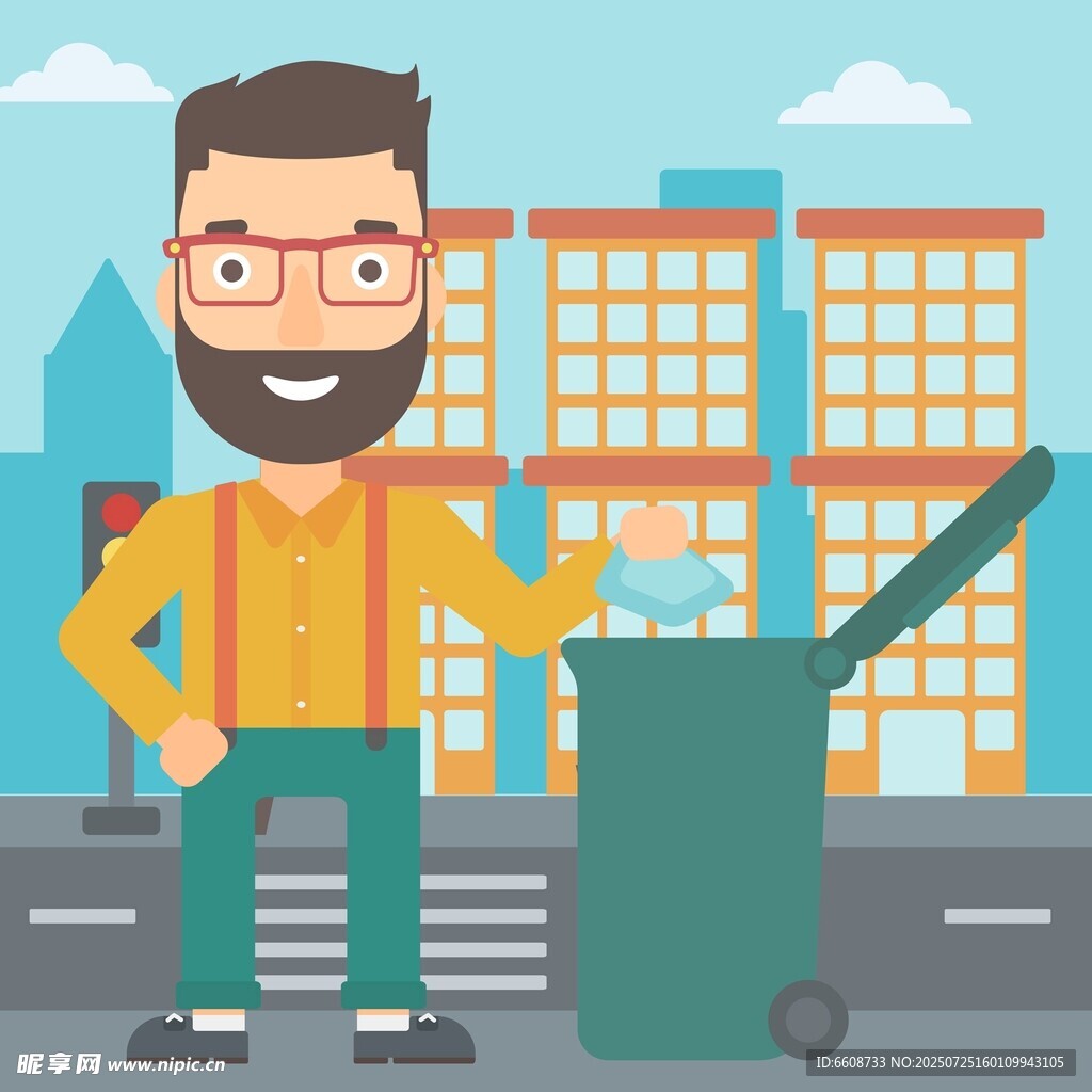 男子街头投放垃圾