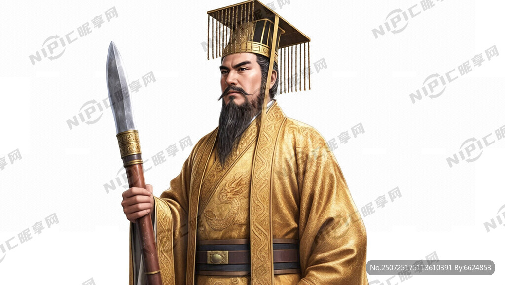 宋代皇帝三四视角全身 柱斧斜握