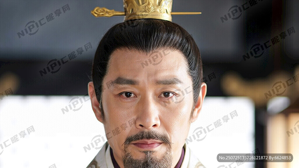 宋代皇帝头部特写 黑色金冠完整