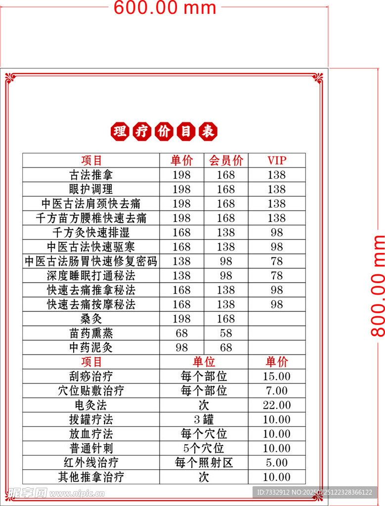 对照表