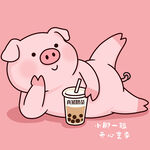躺平小猪喝奶茶