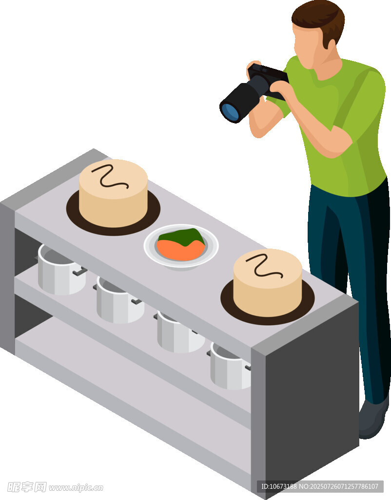 男子拍摄展示美食制作台