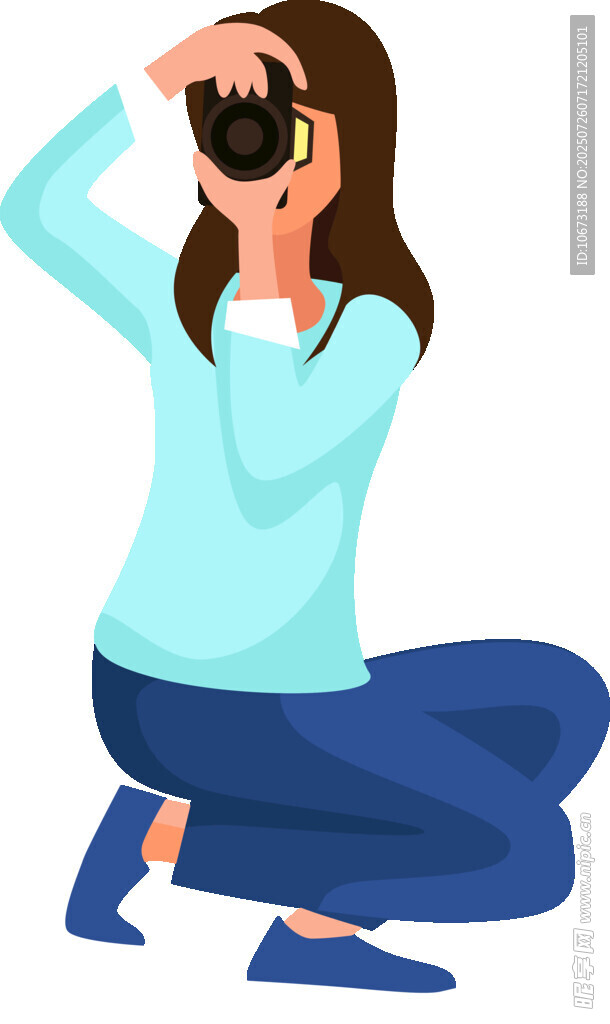 跪地拍照的女性