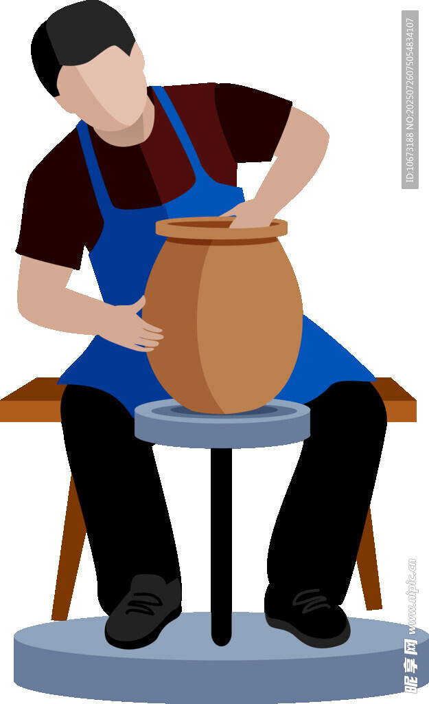 陶艺师专注制作陶罐