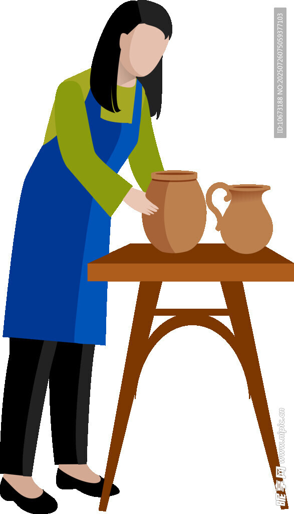 女子专注制作陶艺作品