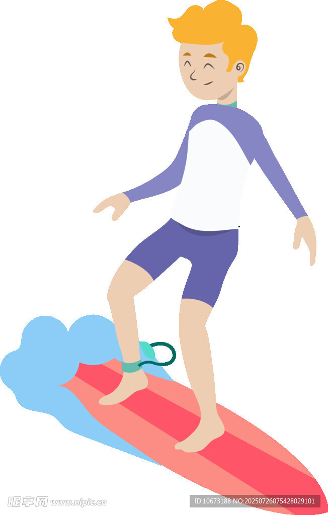 男孩冲浪展现活力瞬间