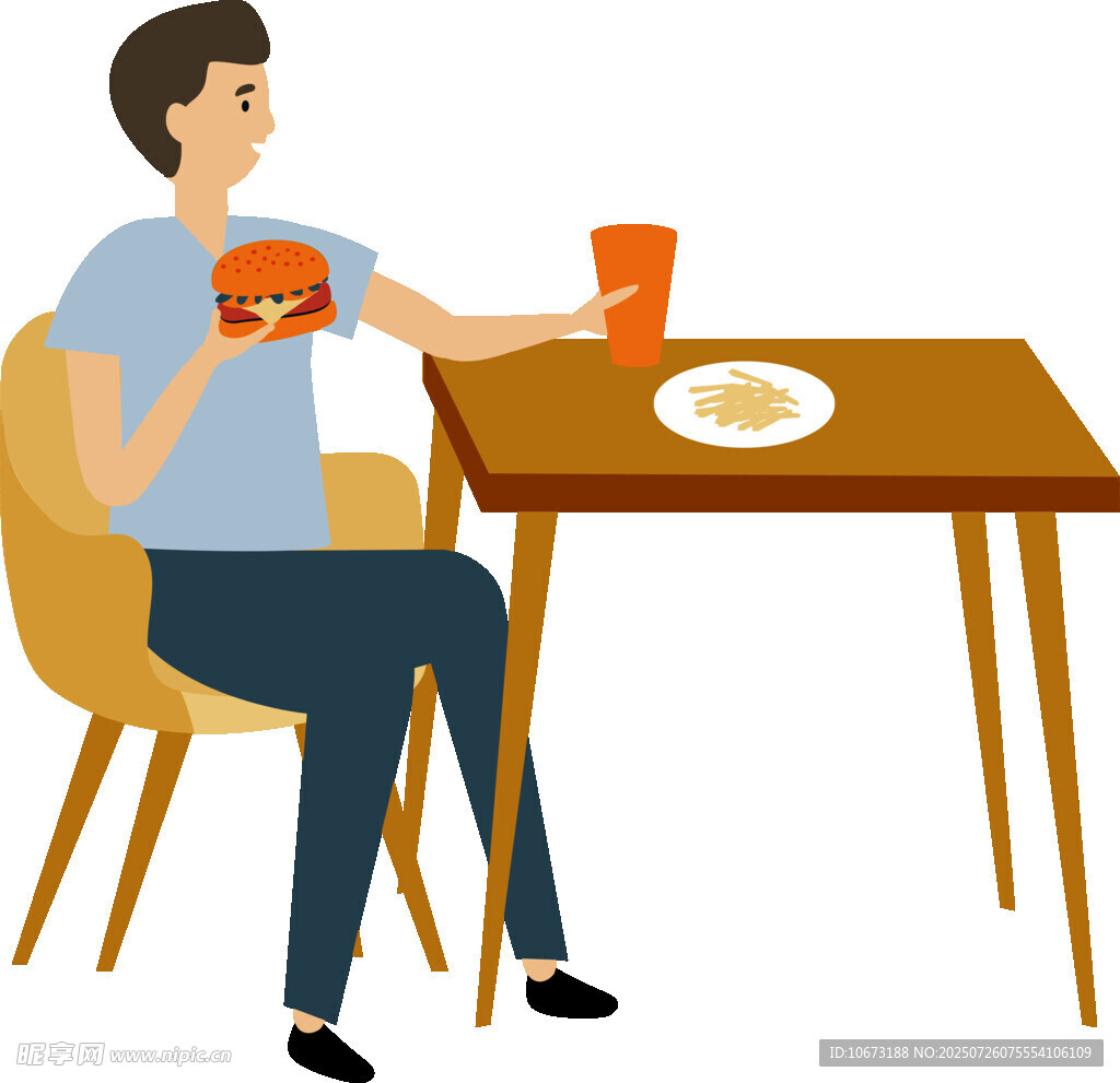 男子桌边惬意用餐