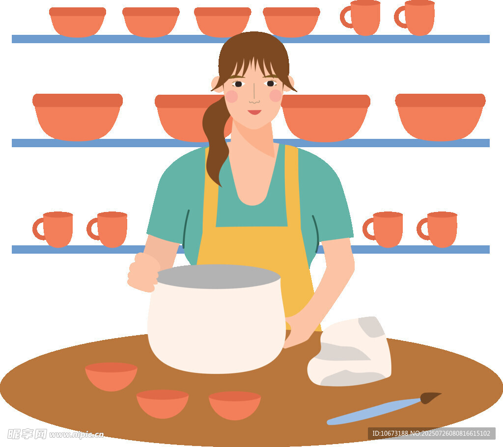 厨房女士专注搅拌食材