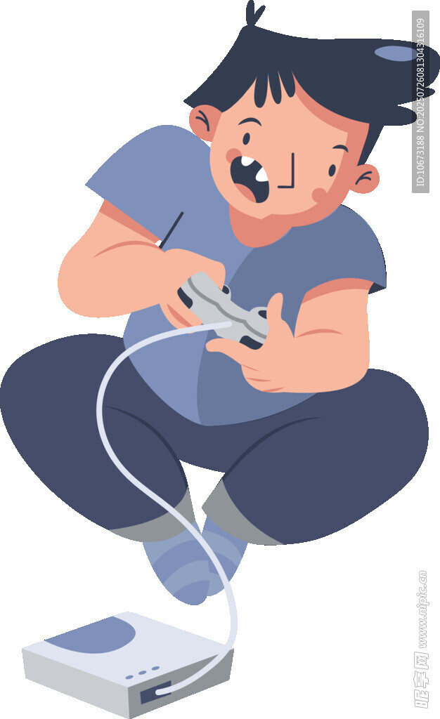 男孩专注玩复古游戏机