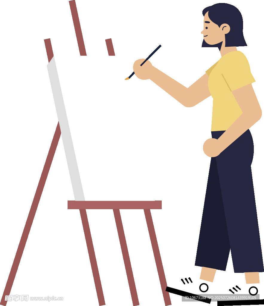 女子专注于画架前作画