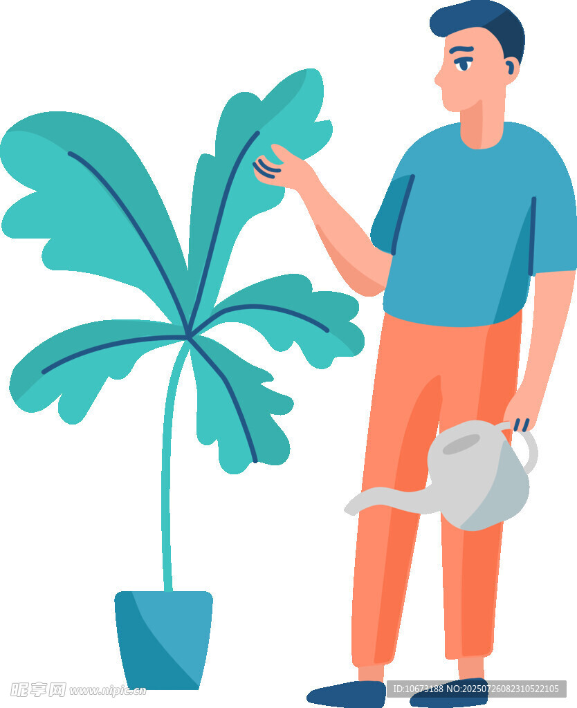 男子浇绿植瞬间