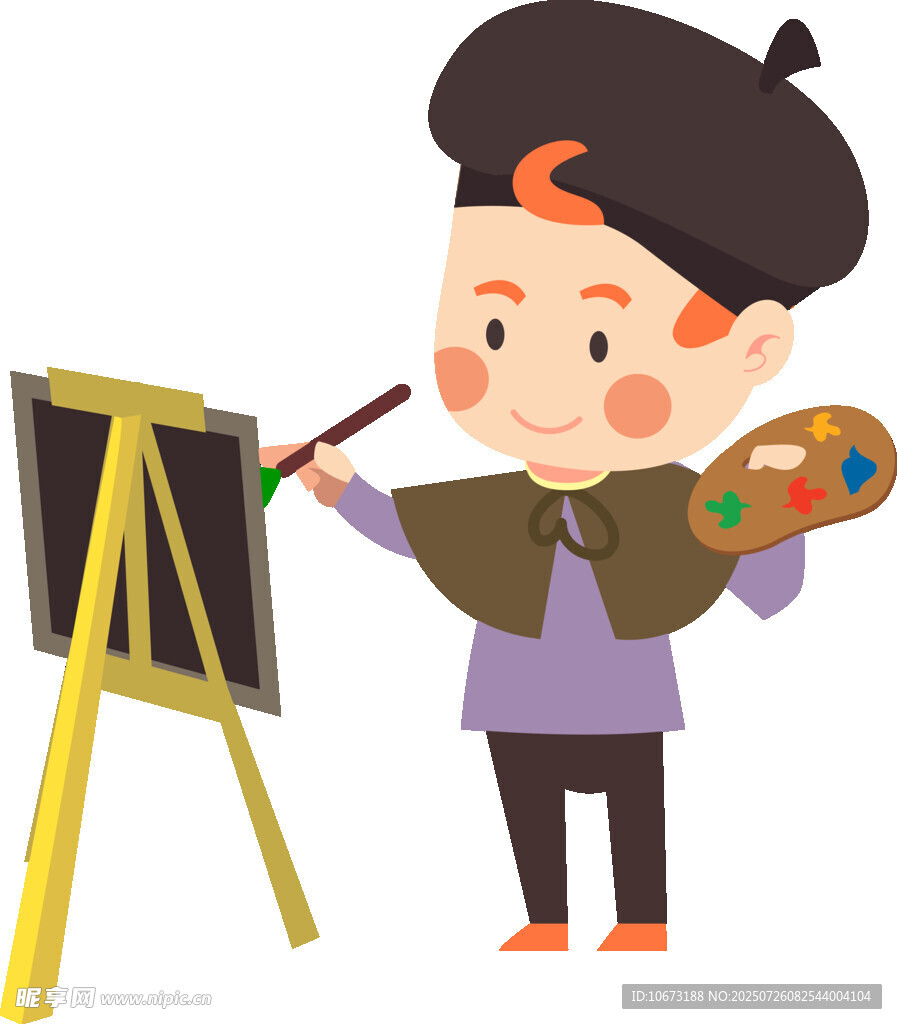 小画家专注作画