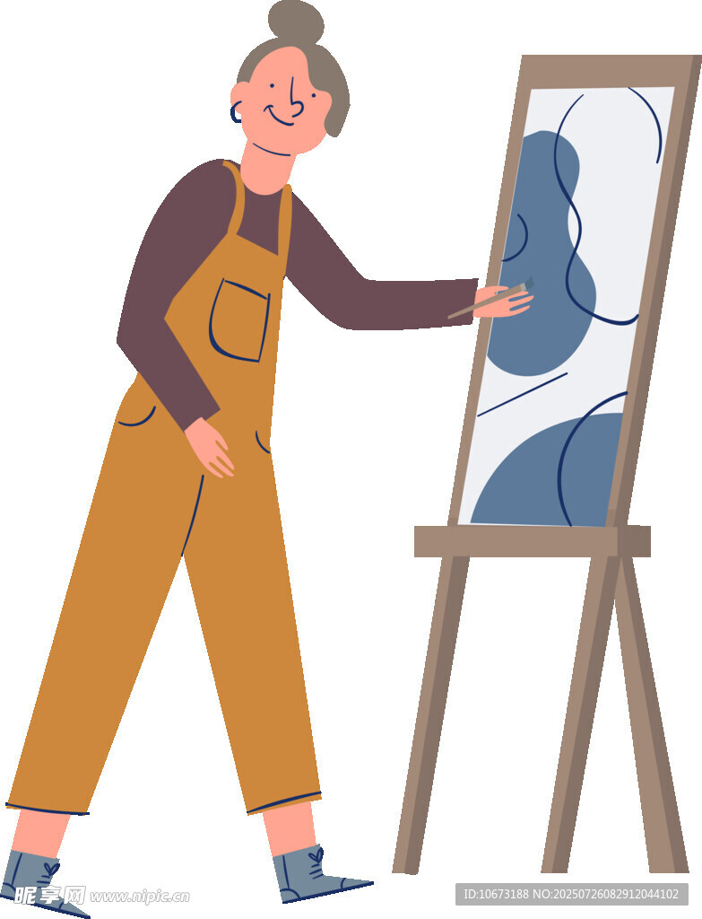 女画家专注作画瞬间