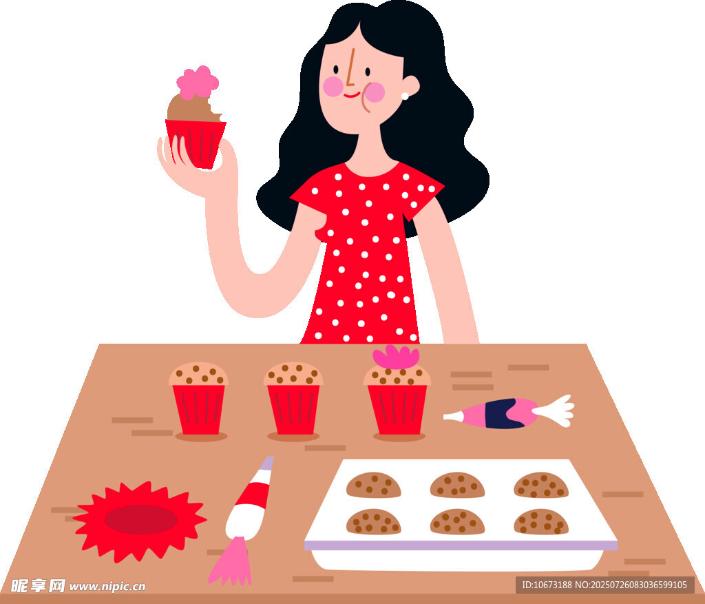 女孩开心制作美味小甜点