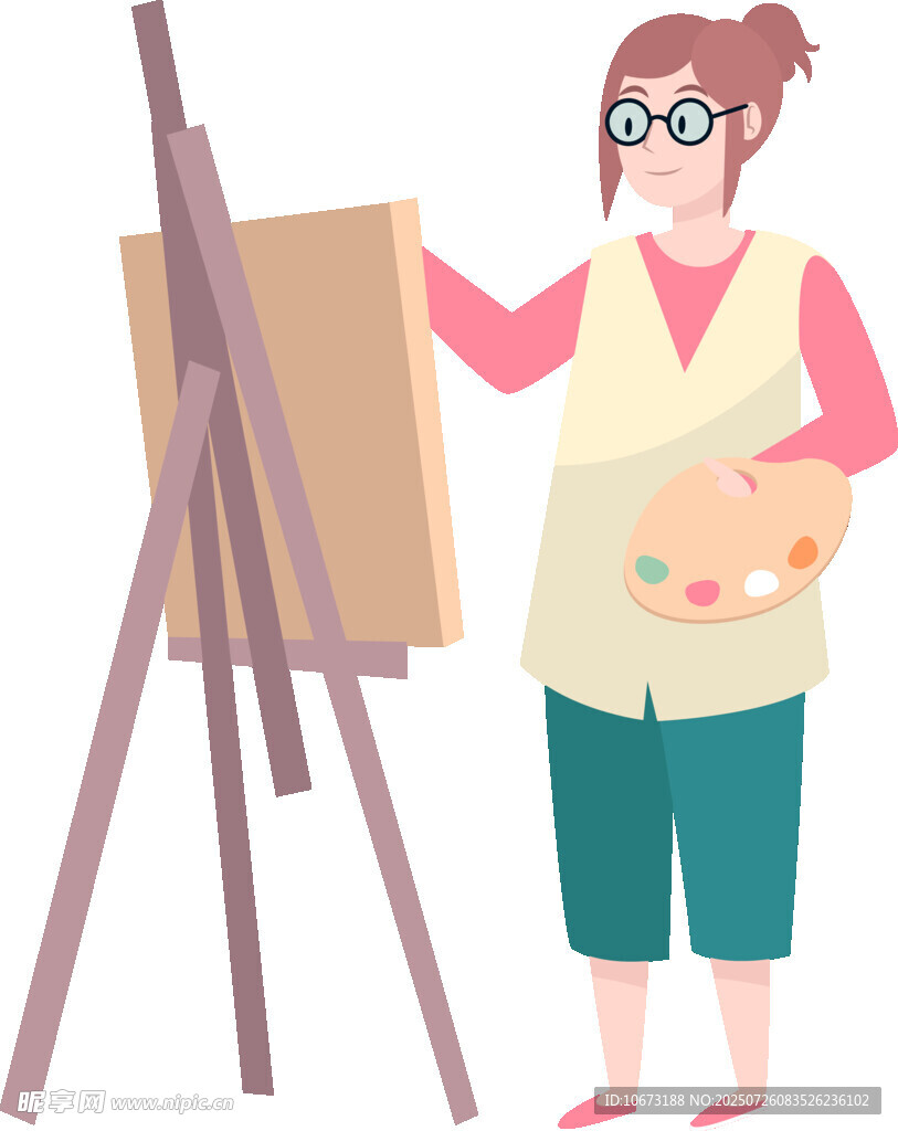 女画家专注作画时刻