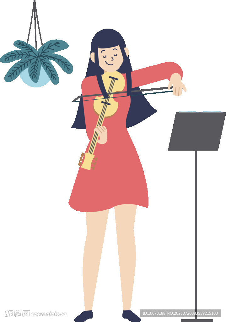 红衣女孩演奏小提琴