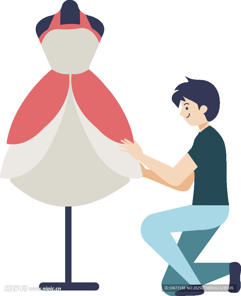裁缝专注缝制华丽礼服