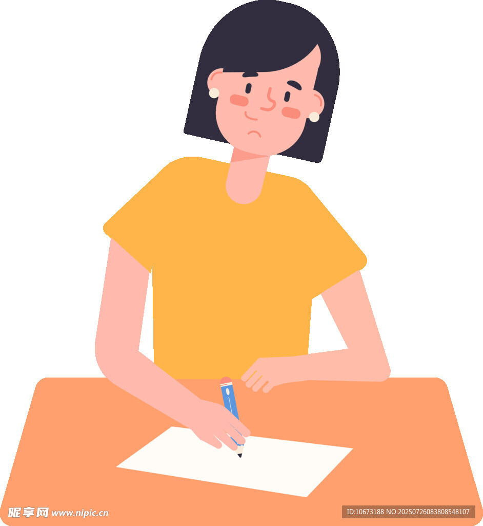 女孩专注伏案书写