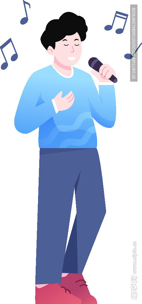 男子开心手持话筒唱歌