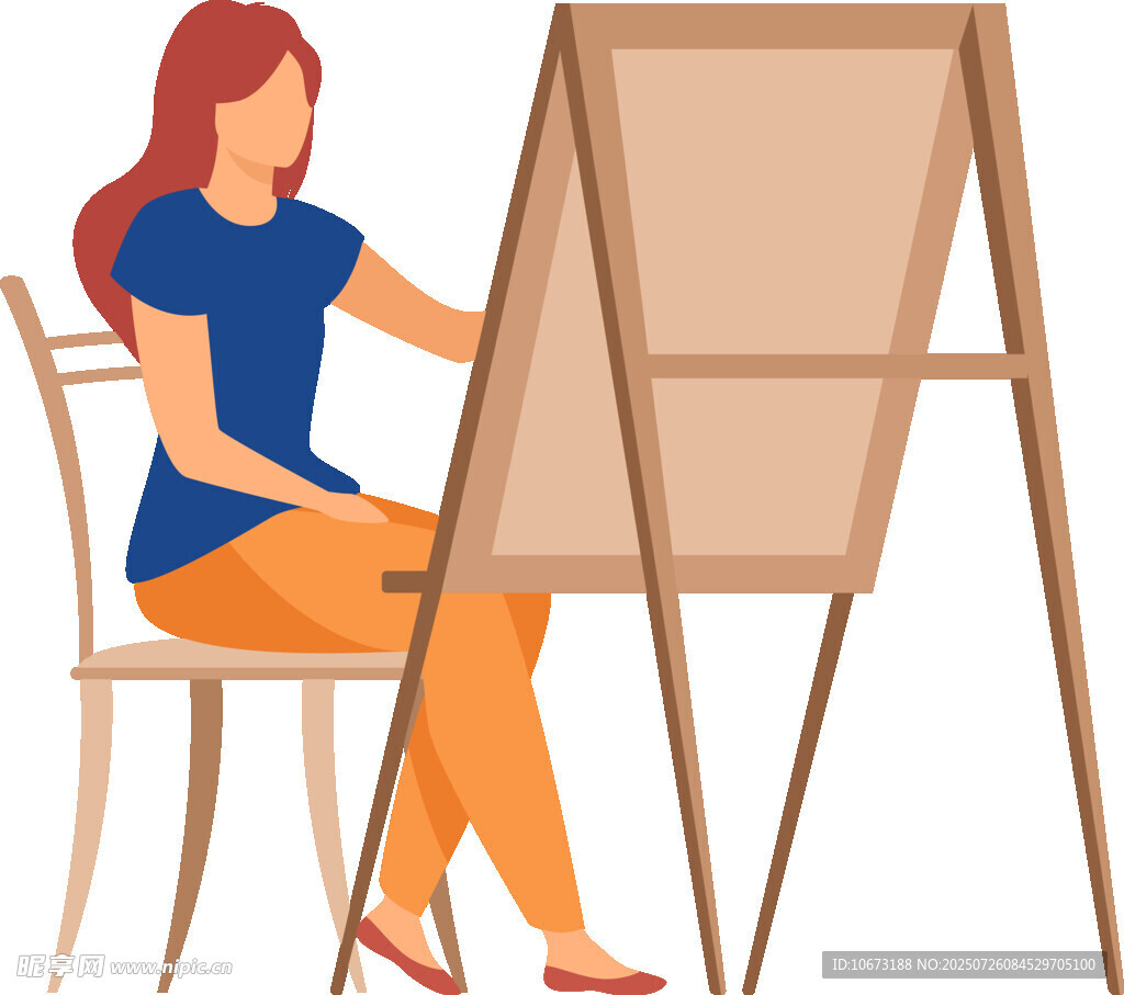 女子专注于画架前作画