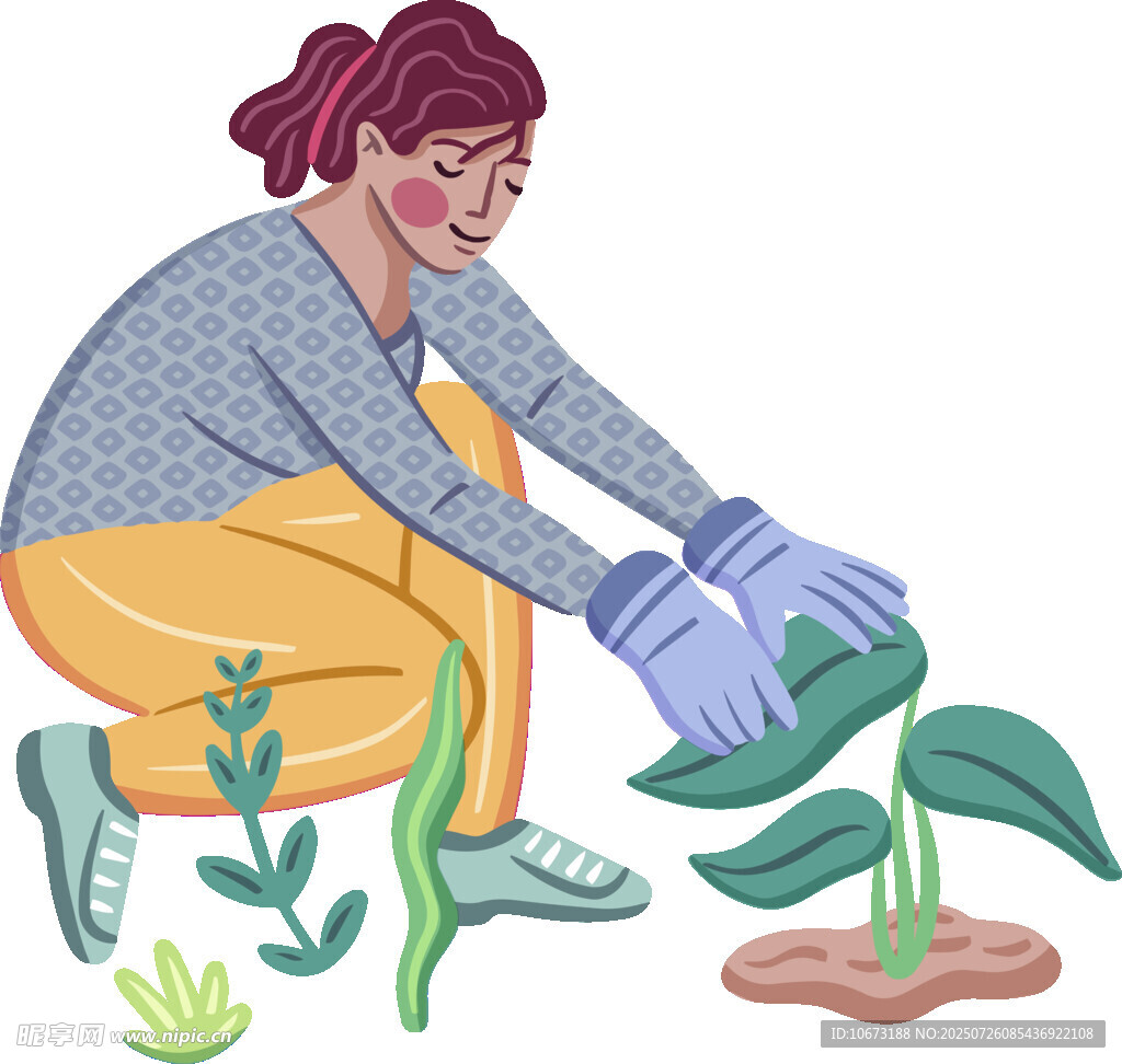 女士专注栽种绿植画面
