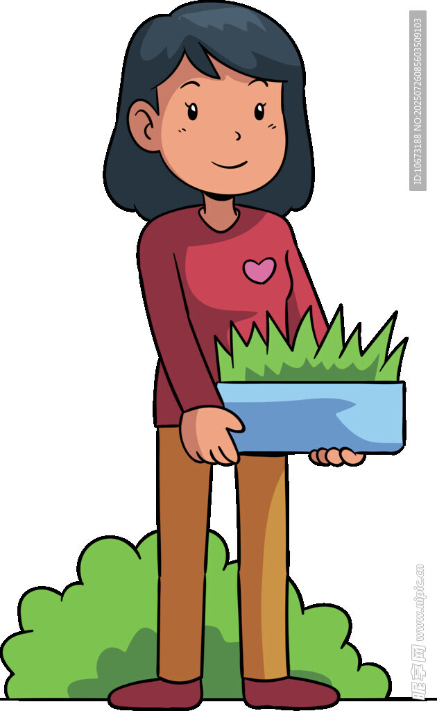女孩手持绿植盆栽
