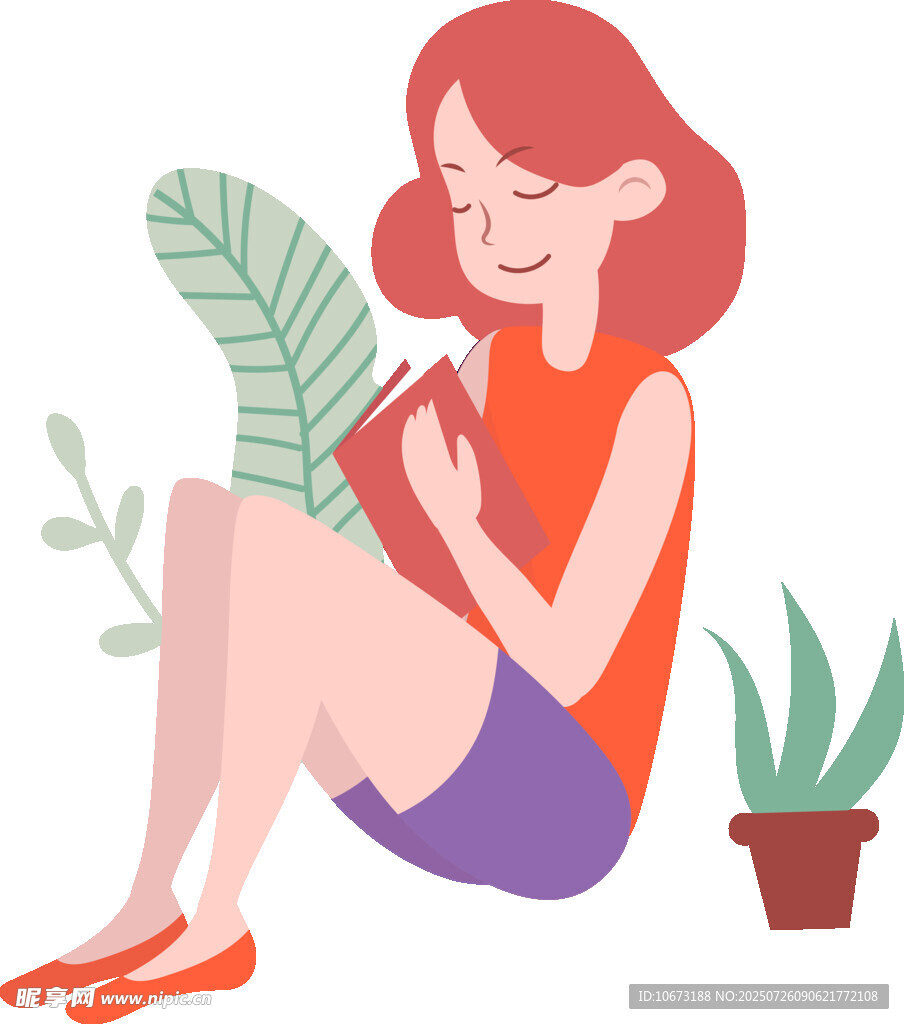女孩惬意读书的温馨时刻