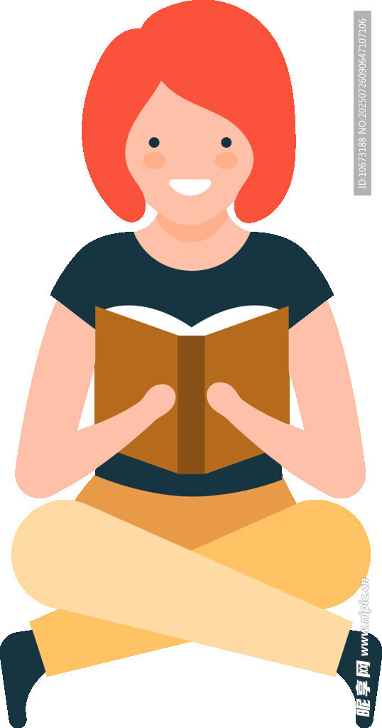 女孩开心坐着阅读书籍