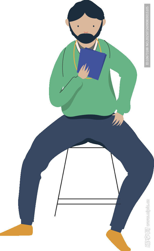 坐着看书的休闲男子