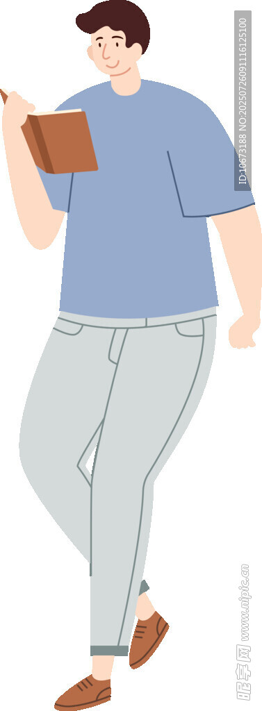 男子手持书本休闲站立