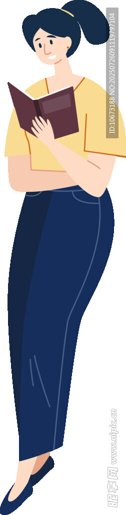 职场女性抱书自信站立