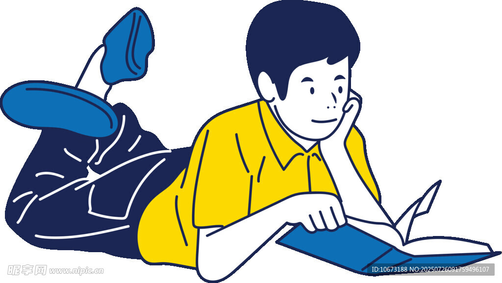 躺着看书的少年