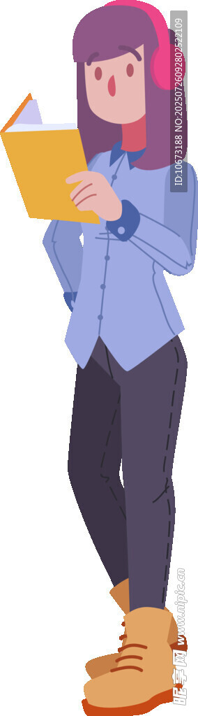 女孩专注阅读书籍