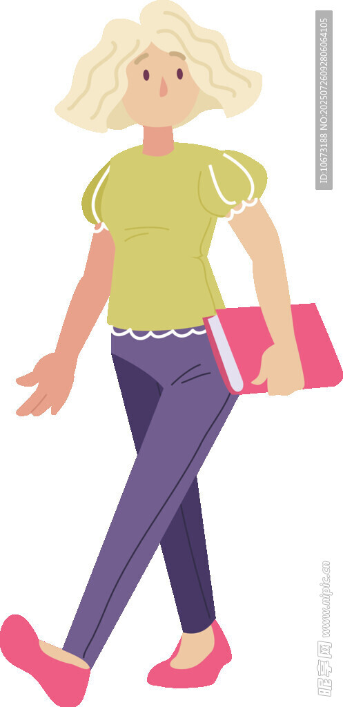 时尚女子手持物品迈步前行