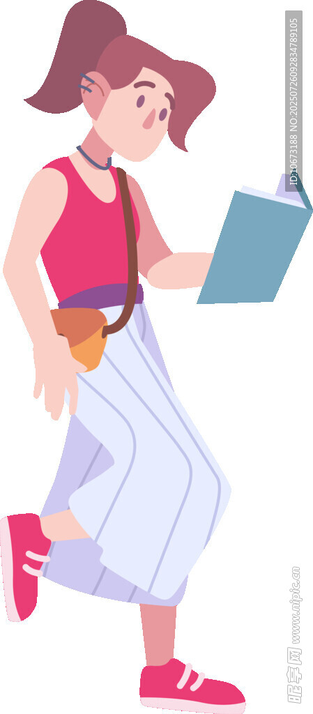 活力女孩手持书本迈步