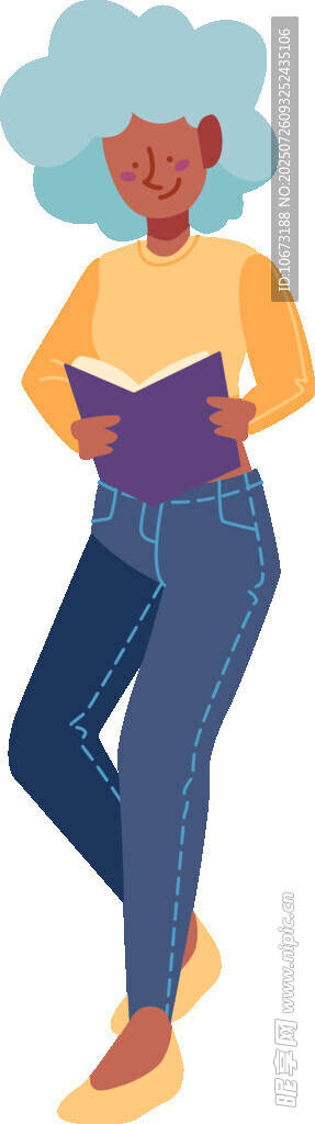 活力女性手持书本站立