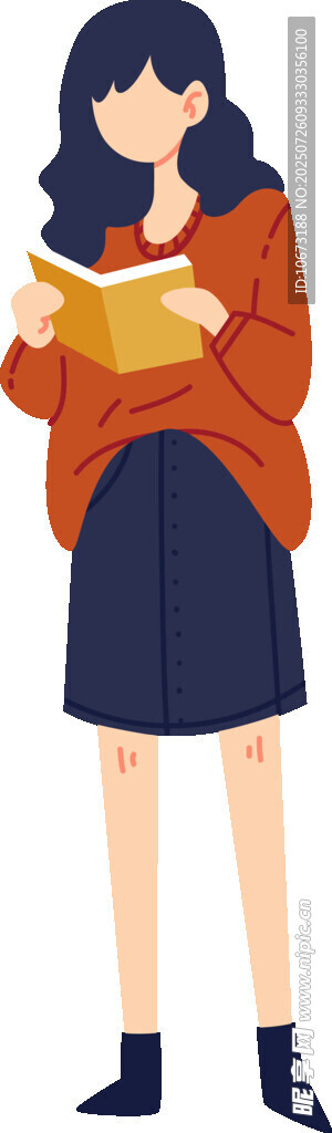 女孩专注阅读书籍