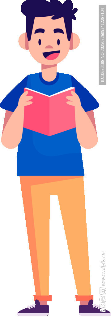 男孩手持书本表情惊讶