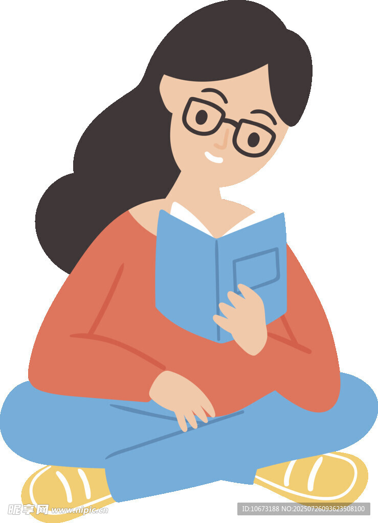女孩惬意阅读美好瞬间